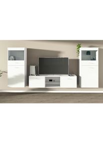 borchardt M&ouml;bel Borchardt M&ouml;bel, borchardt M&ouml;bel Wohnwand &raquo;Scala, moderne Mediawand mit Vitrinen und Lowboard&laquo; Komplett-Set, wei&szlig;, gl&auml;nzend, Holzwerkstoff