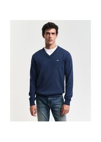 Gant, Herren, V-Ausschnitt-Pullover &raquo;COTTON/WOOL&laquo; normale Passform, Strickpullover, schwarz jeansblau melange, 3XL, Feinstrickpullover von Gant