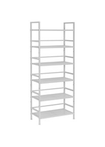 PBJ Schuhregal , Weiss , Metall , 6 F&auml;cher , 59x144x30 cm , Garderobe, Schuhaufbewahrung, Schuhregale