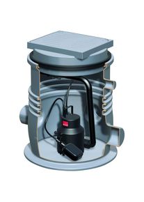 Aco Sinkamat-K mono Salt Kleinhebeanlage mit Abdeckwendeplatte, P1=0,85 kW P2=0,43 kW