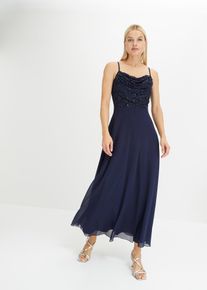 Tr&auml;gerkleid mit Paillettenstickerei in blau, Gr&ouml;sse 40, bonprix