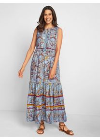 WITT Damen Maxikleid im Druck-Dessin, zartmint-bordeaux-bedruckt, Gr&ouml;&szlig;e 42, 100% Viskose