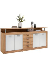 Xora Sideboard , Anthrazit , Kunststoff , 2 F&auml;cher , 4 Schublade(n) Schubladen , 195x88x38 cm , Kleinm&ouml;bel, Kommoden, Sideboards