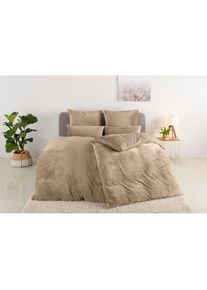 Goodproduct, GOODproduct Bettw&auml;sche &raquo;Desner3&laquo; 2 Bettw&auml;sche mit Reissverschluss, Cashmere-Touch, kuschelig & weich, beige, Microfaser, Obermaterial: 