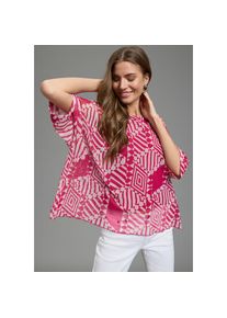 Laura Scott, Unisex, Chiffonbluse mit Fledermaus&auml;rmeln im l&auml;ssigen Stil, pink, gemustert, 44, Gemusterte Chiffonbluse von Laura Scott