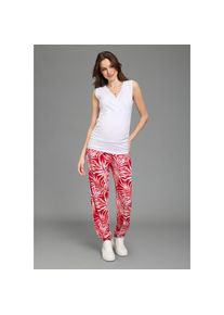 Neun Monate, Unisex, Umstandshose &raquo;Haremshose f&uuml;r Schwangerschaft und Stillzeit&laquo; , in bequemer Passform und mit Blumenmuster, rot gebl&uuml;mt, 36/38, N-Gr