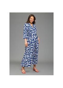 Laura Scott Curve, Unisex, Laura Scott CURVE Maxikleid mit Volants&auml;umen und Two-Tone-Print, marine, gemustert, 56, N-Gr, Maxikleid f&uuml;r ein angenehmes 