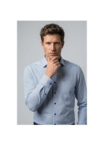 OLYMP, Herren, OLYMP Langarmhemd &raquo;Luxor&laquo; fein gemustert, Businesshemd, modern fit, New Kentkragen, bleu, 42, N-Gr, Gemustertes Hemd von OLYMP