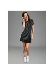 Bruno Banani, Unisex, Strickkleid mit monochromen, vertikalen Streifen-Design, schwarz, 36, N-Gr, Strickkleid in Bi-Color Optik von Bruno Banani