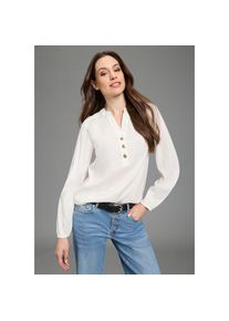 Bruno Banani, Unisex, Schlupfbluse h&uuml;ftlange Form mit Zierkn&ouml;pfen, figurumspielende Passform, wei&szlig;, 44, Elegante Schlupfbluse von Bruno Banani