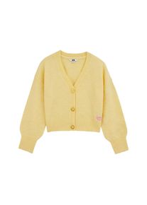 WE Fashion Strickjacke M&auml;dchen Gr&ouml;&szlig;e 122/128 zitrone / altrosa