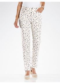 WITT Damen Stretch-Hose mit Bl&uuml;tendruck, sand-dunkelblau-bedruckt, Gr&ouml;&szlig;e 23, 97% Baumwolle, 3% Elasthan