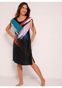 WITT Damen Sommerkleid mit platziertem Druck, schwarz, Gr&ouml;&szlig;e 52/54, 100% Baumwolle