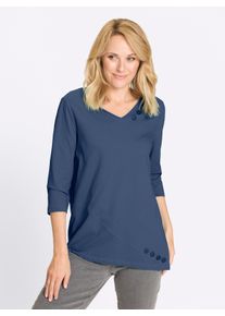 WITT Damen Longshirt mit asymmetrischem Saum, jeansblau, Gr&ouml;&szlig;e 38, 100% Baumwolle