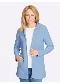 WITT Damen Fleecejacke in Longform, eisblau, Gr&ouml;&szlig;e 48, 100% Polyester
