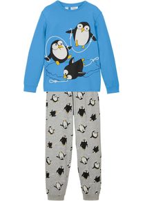 Pyjama mit weicher Baumwolle in blau, Gr&ouml;sse 92/98, 100% Baumwolle, bonprix