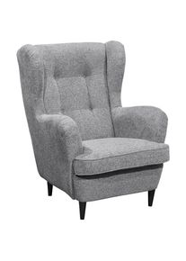 CARRYHOME Ohrensessel , Lavagrau , Textil , Buche , massiv , 78x102x98 cm , Wohnzimmer, Sessel, Sessel