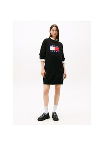 Tommy Jeans, Unisex, Strickkleid &raquo;TJW FLAG SWEATER DRESS EXT&laquo;, schwarz htr, XXXL(46), N-Gr, Feinstrickkleid von Tommy Jeans