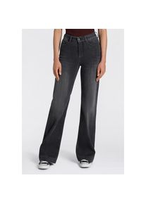 MAC, Unisex, MAC Weite Jeans &raquo;Dream Wide authentic&laquo; mit formendem Shaping-Effekt, natty anthrazit used, 40, L&auml;nge 30, Wide Leg Jeans Dream Wide 