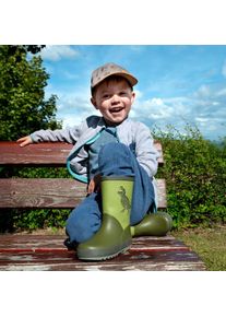 MaxiMo, Herren, MaxiMo Gummistiefel 2 tlg. Dino-Motiv, gef&uuml;ttert, reflektierend, schwarz tee, schilf, 32, Gummistiefel aus flexiblem Naturkautschuk 