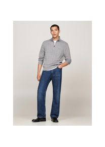 Tommy Hilfiger, Herren, Strickpullover &raquo;CLASSIC COTTON CABLE ZIP MOCK&laquo; mit modischem Zopfmuster, medium grau heather, 3XL, Troyer von Tommy Hilfiger