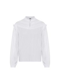 BOSS Orange, Unisex, BOSS Orange Schlupfbluse &raquo;Bancet Premium Unisexmode&laquo; mit Stehkragen & Spitze, wei&szlig; 100, 38, Bluse von BOSS Orange Womenswear