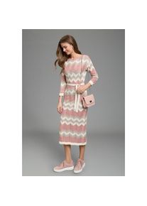 Laura Scott, Unisex, Strickkleid mit modernem Zickzack-Muster, beige, rosa, 34, N-Gr, Strickkleid f&uuml;r ein angenehmes Tragegef&uuml;hl im Alltag