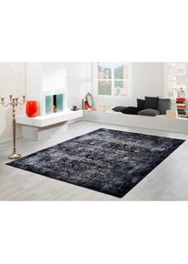 OCI Die Teppichmarke, OCI DIE TEPPICHMARKE Teppich &raquo;Magic&laquo; rechteckig 8 mm H&ouml;he Glanz Viskose, mit Fransen, Wohnzimmer, schwarz, grau, Kunstfaser, 