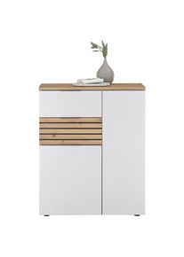 Mid.you Kommode , Weiss, Dunkelgrau, Eiche Artisan , Kunststoff , 4 F&auml;cher , 2 Schublade(n) Schubladen , 85x105x38 cm , Beim&ouml;bel erh&auml;ltlich , Kleinm&ouml;bel, Kommoden, Kommoden