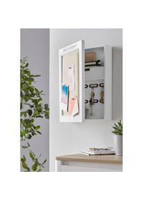 Home Affaire, Home Affaire Schl&uuml;sselkasten mit Leinenkissen zum Anpinnen von Fotos und Notizen, wei&szlig;, Leinen, MDF, B/H/T: 30 cm x 40 cm x 8 cm