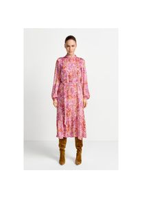 Richroyal, Unisex, RICHROYAL Druckkleid Blusenkleid mit breitem Bindeg&uuml;rtel, aus Viskose, soft orchid, 42, N-Gr, Feminines Midikleid mit abnehmbarem 