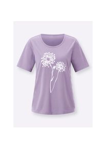 Classic Basics, Unisex, Rundhalsshirt &raquo;Rundhals-Shirt&laquo; 1 tlg., flieder, wei&szlig;, bedruckt, 56, platzierter Bl&uuml;ten-Druck
