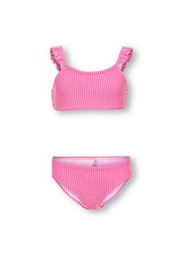 Kids Only, Unisex, KIDS Only Bandeau-Bikini &raquo;KOGSUNNY STRUCTURE BIKINI SET ACC&laquo; Set, 2 Stk. mit kleiner R&uuml;sche an der Schulter, knockout pink 