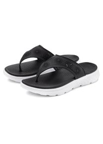 Vivance, Unisex, Zehentrenner &raquo;Badelatsche, Badeschuhe, Flip Flop&laquo; Pantolette mit Cut-Out-Muster VEGAN, schwarz, 40, Besonders leichte Pantolette mit 