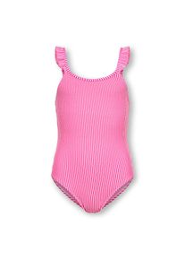 Kids Only, Unisex, KIDS Only Badeanzug &raquo;KOGSUNNY STRUCTURE SWIMSUIT ACC&laquo; mit kleiner R&uuml;sche an der Schulter, knockout pink stripes:cloud dancer, 122/