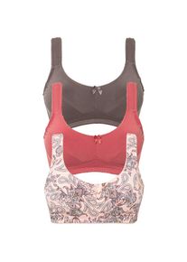 bonprix, Unisex, bonprix B&uuml;stenhebe Packung, 3 Stk. mit Haken & &Ouml;sen Verschluss, b&uuml;gelloses Design, aus Baumwolle, pfirsich paisley, rhabarber, 