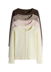 The Set Strickjacke M&auml;dchen Gr&ouml;&szlig;e 110 schoko / hellgelb / taupe / rosa