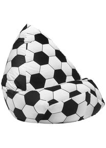 Sitzsack , Schwarz, Weiss , Textil , Fussball , 220 l , F&uuml;llung: Styroporkugeln , 70x60x70 cm , Wohnzimmer, Sessel, Sitzs&auml;cke