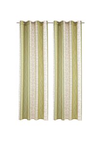my home, my home Vorhang &raquo;Gosen&laquo; &Ouml;sen 2 Stk. tlg. Gardine, 2-er Set, Fertiggardine, L&auml;ngsstreifen, gr&uuml;n, Microfaser, Polyester