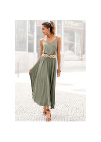 Buffalo, Unisex, Maxikleid aus Jersey in weiter Form, leichtes Sommerkleid, Strandkleid, Basic, khaki, 46, N-Gr, Sommerliche Spaghettitr&auml;ger