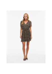 Vila, Unisex, Minikleid &raquo;VIFALIA V-NECK S/S SHORT DRESS- NOOS&laquo; Sommerkleid, schwarz aop:hazel, 34, N-Gr, Kurzes Kleid mit kurzen &Auml;rmeln von Vila