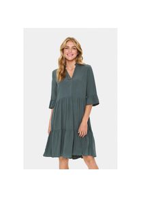 Saint Tropez, Unisex, Blusenkleid &raquo;EdaSZ Dress&laquo; Sommerkleid, Tunikakleid mit Volant und 3/4 &Auml;rmel, urban chic, S, N-Gr, Bequeme Passform: Casual fit, 