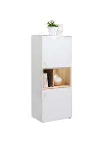 Hom&acute;in Hom`in Kommode , Weiss, Eichefarben , Kunststoff , 2 F&auml;cher , 0 Schublade(n) Schubladen , 55x136x40 cm , Beim&ouml;bel erh&auml;ltlich , Kleinm&ouml;bel, Kommoden, Kommoden