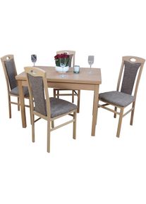 Hofmann Living And More, HOFMANN LIVING AND MORE Essgruppe &raquo;5tlg. Tischgruppe&laquo; Spar-Set, 5tlg. Tischgruppe, 5 Stk. tlg. St&uuml;hle montiert, cappuccino, 