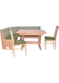 Hofmann Living And More, HOFMANN LIVING AND MORE Essgruppe &raquo;4tlg. Eckbankgruppe&laquo; Spar-Set, 4tlg. Eckbankgruppe, 4 Stk. tlg. St&uuml;hle montiert, gr&uuml;n, 