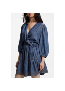 BOSS Orange, Unisex, BOSS Orange Wickelkleid &raquo;Dardy Premium Unisexmode&laquo; im Denim-Look, Bindeg&uuml;rtel, medium blau 420, 38, N-Gr, Kleid von BOSS Orange 