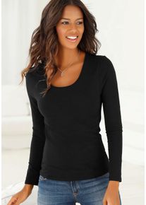 Vivance Witt Damen Langarmshirt, grau-meliert, schwarz, Gr&ouml;&szlig;e 36/38, 95% Baumwolle, 5% Elasthan
