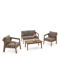Tchibo - Garten-Lounge-Set mit Textilgeflecht - 56x74,5x73,5cm - taupe - Eukalyptus-Massivholz / Polypropylen / Polyurethan