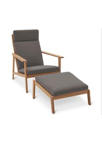 Tchibo - Komfortabler Gartensessel mit hoher R&uuml;ckenlehne inkl. Fusslehne - 71x84x85cm - hellbraun - Akazienholz / Stahl / Polyester