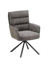 Mid.you Armlehnstuhl , Grau, Schwarz , Metall, Textil , Rundrohr , 57x95x65 cm , Sitzfl&auml;che 180&deg; drehbar , Esszimmer, St&uuml;hle, Polsterst&uuml;hle